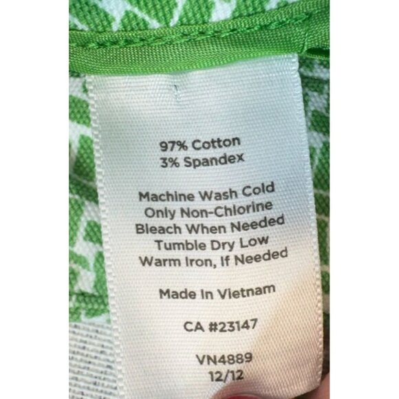 Talbots Womens Heritage Cropped Pants Size 10 Green & White Patterned Beachy - Picture 4 of 15